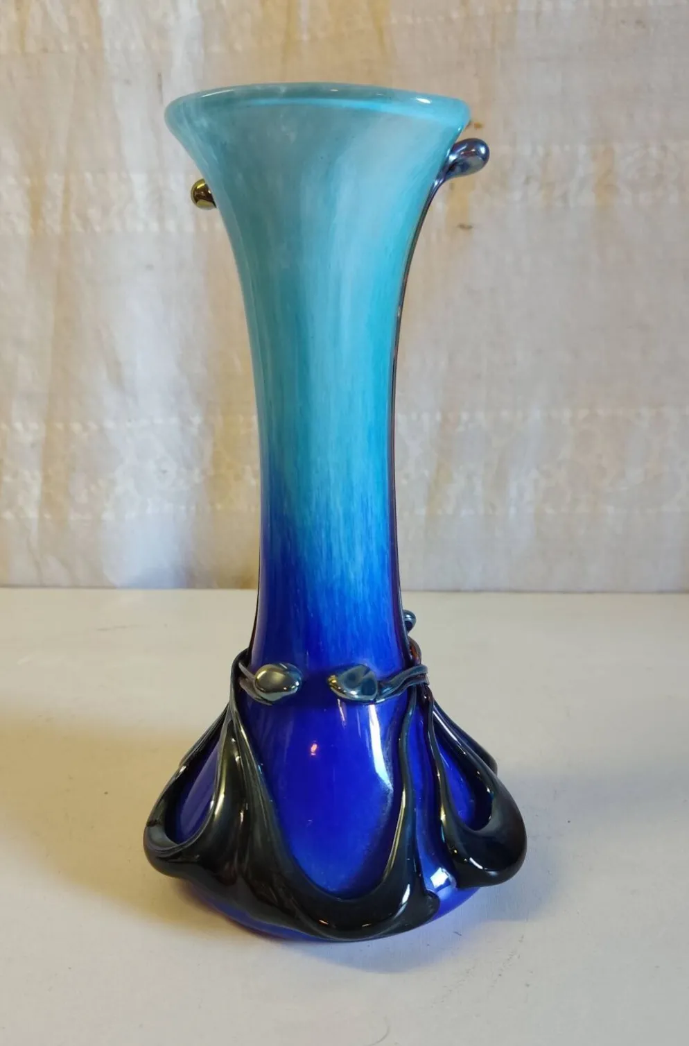 Vase style Art-Nouveau en verrerie de Biot par J.M. OPERTO - mid. XXe