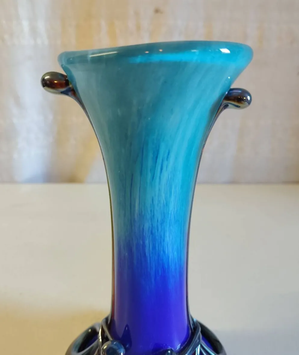 Vase style Art-Nouveau en verrerie de Biot par J.M. OPERTO - mid. XXe