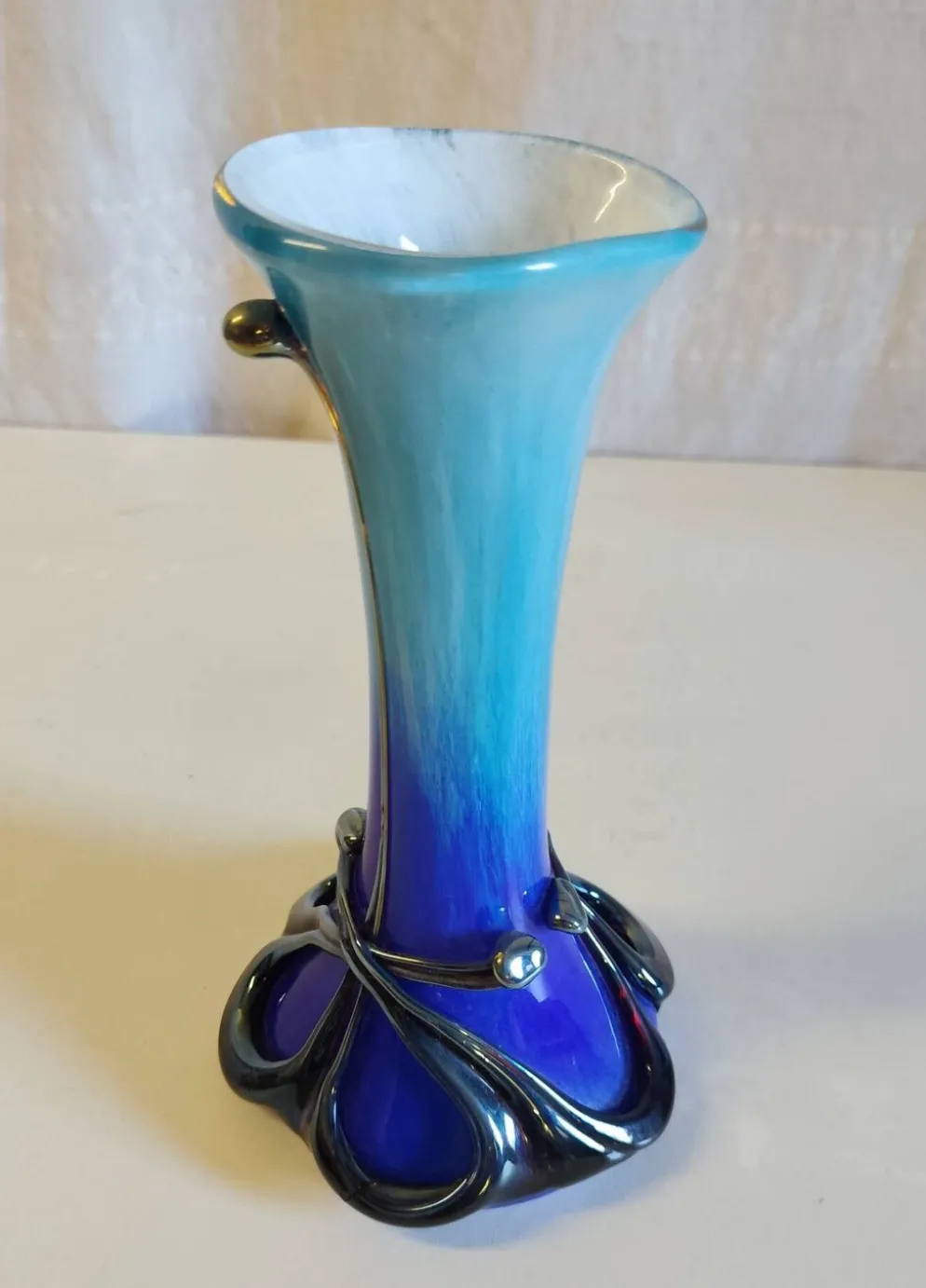 Vase style Art-Nouveau en verrerie de Biot par J.M. OPERTO - mid. XXe
