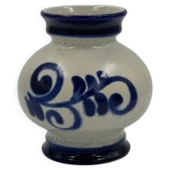 Vase vintage en grès style Westerwald, bleu cobalt