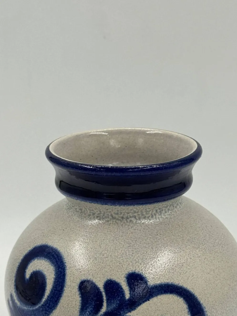 Vase vintage en grès style Westerwald, bleu cobalt