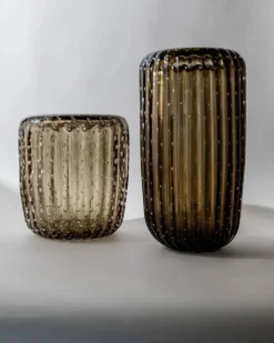 Vase vintage en verre de Murano des années 1990 par Paolo Crepax, grand vase en verre ambré lourd, design à bulles