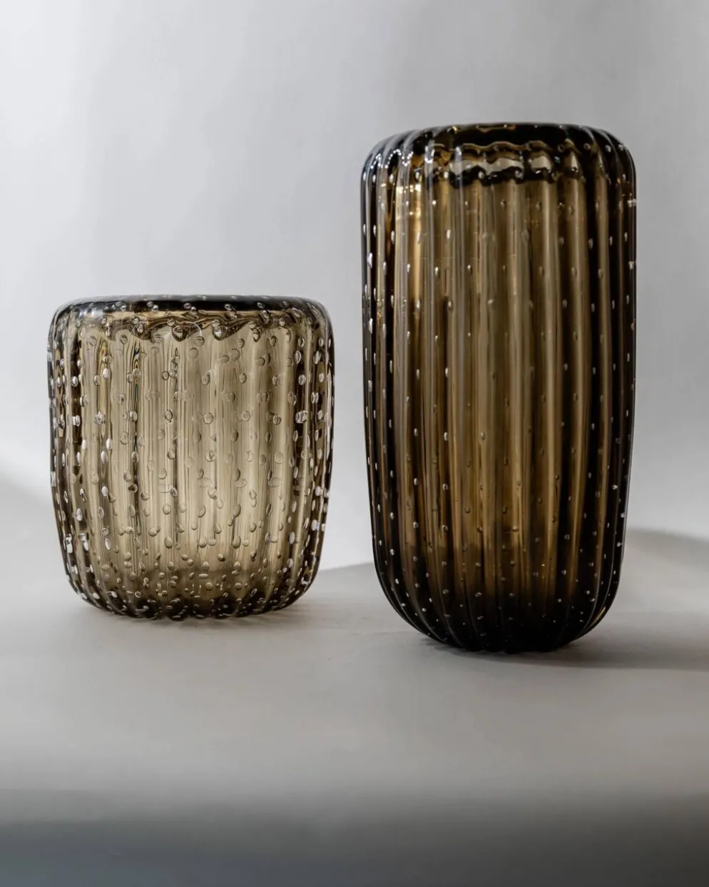 Vase vintage en verre de Murano des années 1990 par Paolo Crepax, grand vase en verre ambré lourd, design à bulles