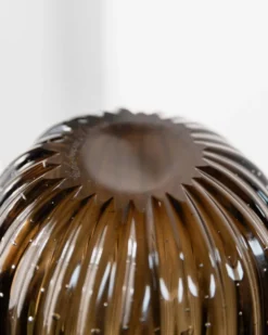 Vase vintage en verre de Murano des années 1990 par Paolo Crepax, grand vase en verre ambré lourd, design à bulles