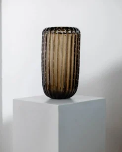 Vase vintage en verre de Murano des années 1990 par Paolo Crepax, grand vase en verre ambré lourd, design à bulles