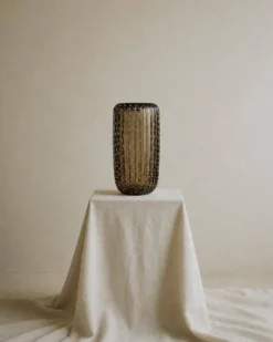Vase vintage en verre de Murano des années 1990 par Paolo Crepax, grand vase en verre ambré lourd, design à bulles