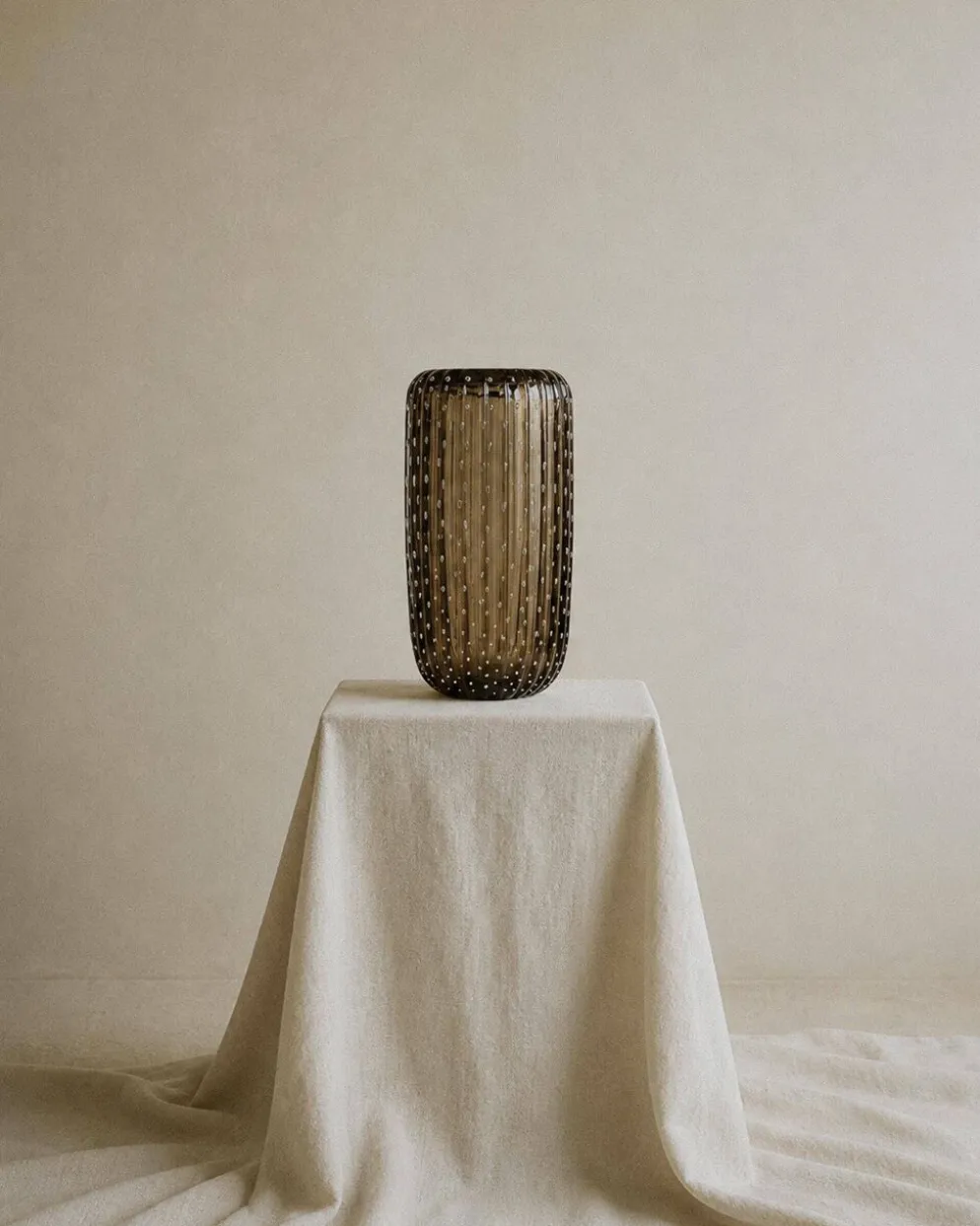 Vase vintage en verre de Murano des années 1990 par Paolo Crepax, grand vase en verre ambré lourd, design à bulles