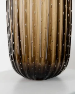 Vase vintage en verre de Murano des années 1990 par Paolo Crepax, grand vase en verre ambré lourd, design à bulles