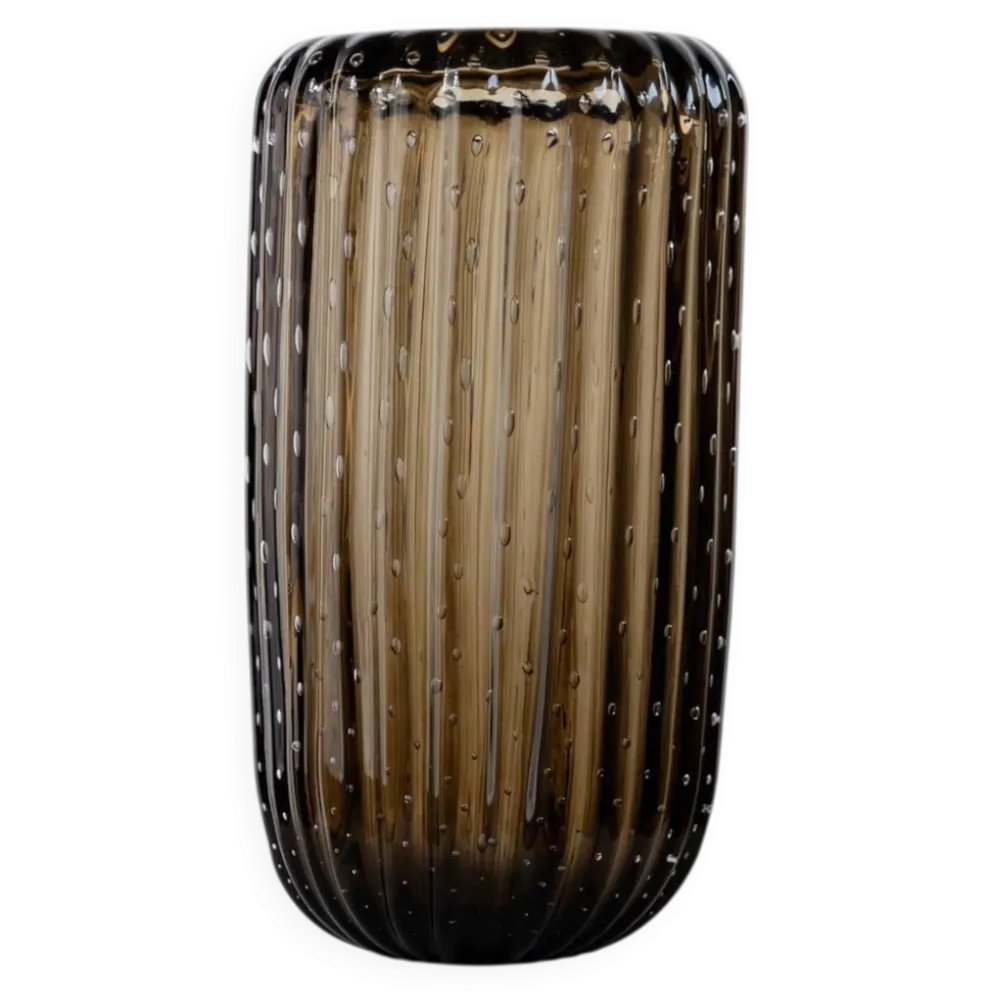 Vase vintage en verre de Murano des années 1990 par Paolo Crepax, grand vase en verre ambré lourd, design à bulles