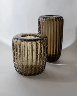 Vase vintage en verre de Murano des années 1990 par Paolo Crepax, grand verre ambré lourd avec motif bulles, décoration italienne sculpturale, idée cadeau intemporelle