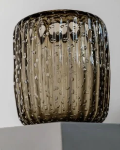 Vase vintage en verre de Murano des années 1990 par Paolo Crepax, grand verre ambré lourd avec motif bulles, décoration italienne sculpturale, idée cadeau intemporelle