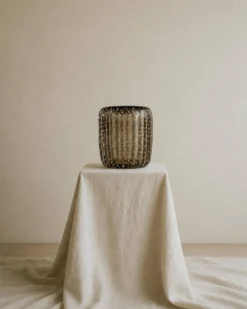 Vase vintage en verre de Murano des années 1990 par Paolo Crepax, grand verre ambré lourd avec motif bulles, décoration italienne sculpturale, idée cadeau intemporelle