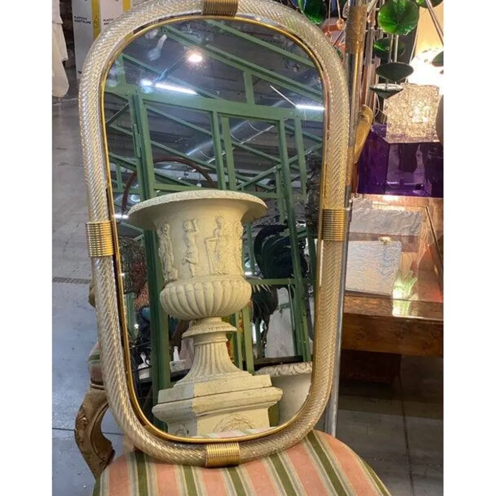 Venetian "Torgiglione" Murano Glass Wall Mirror in Barovier Style