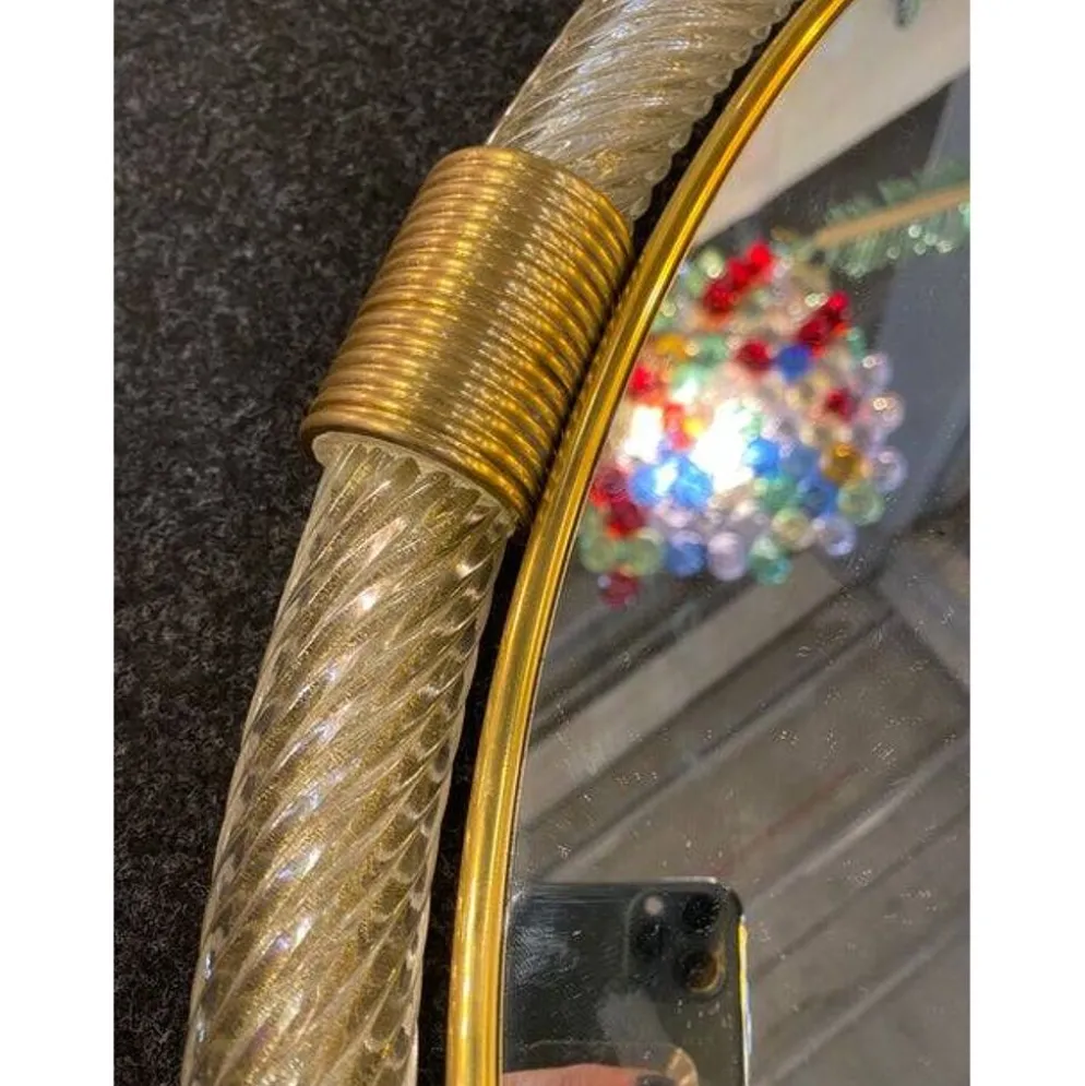 Venetian "Torgiglione" Murano Glass Wall Mirror in Barovier Style