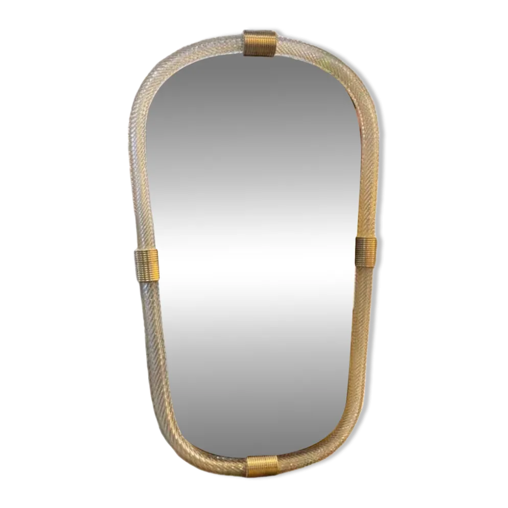 Venetian "Torgiglione" Murano Glass Wall Mirror in Barovier Style