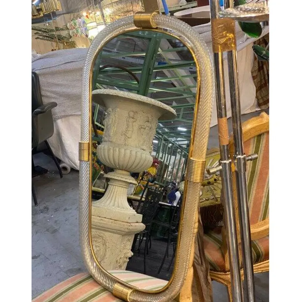Venetian "Torgiglione" Murano Glass Wall Mirror in Barovier Style