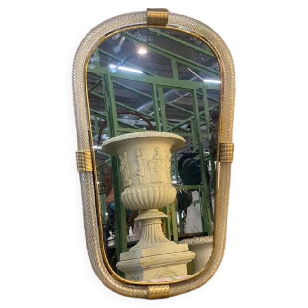 Venetian "Torgiglione" Murano Glass Wall Mirror in Barovier Style