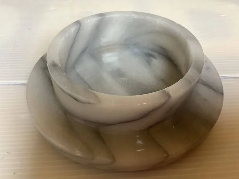 Vide poche baguier marbre gris blanc