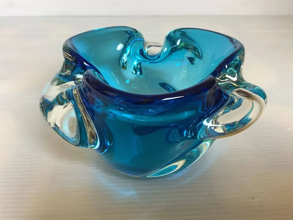 Vide poche cendrier bleu style Murano