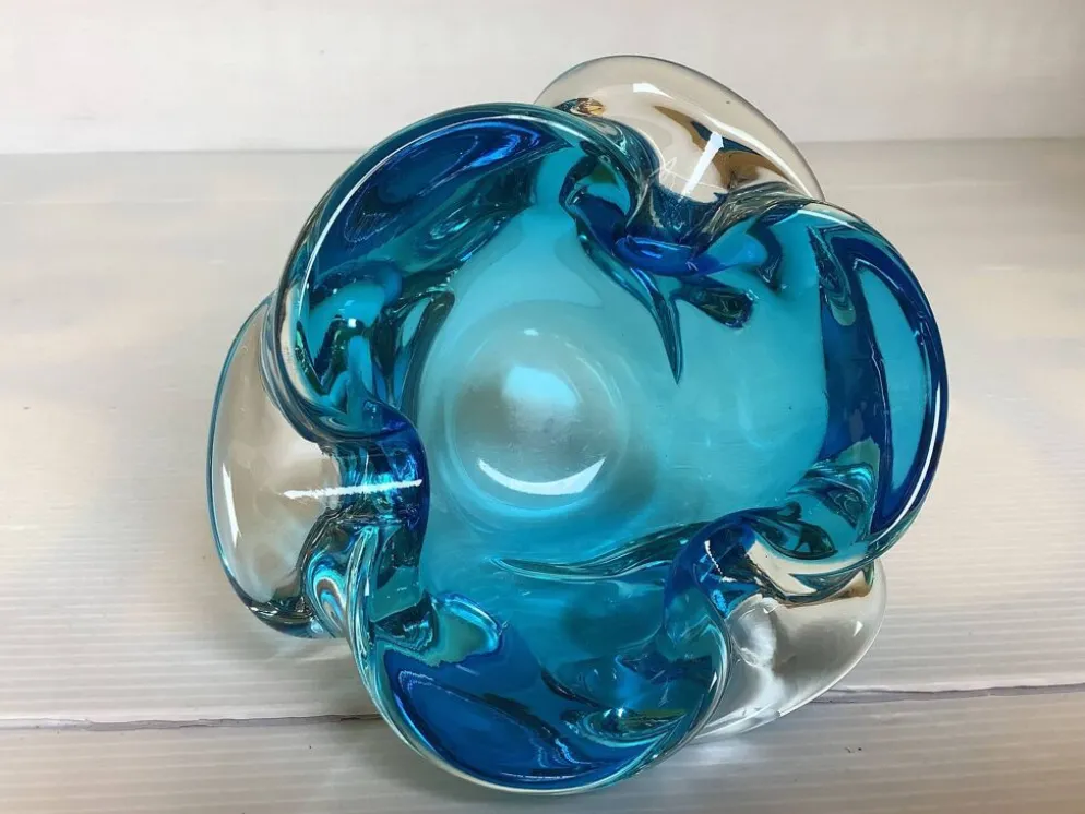 Vide poche cendrier bleu style Murano