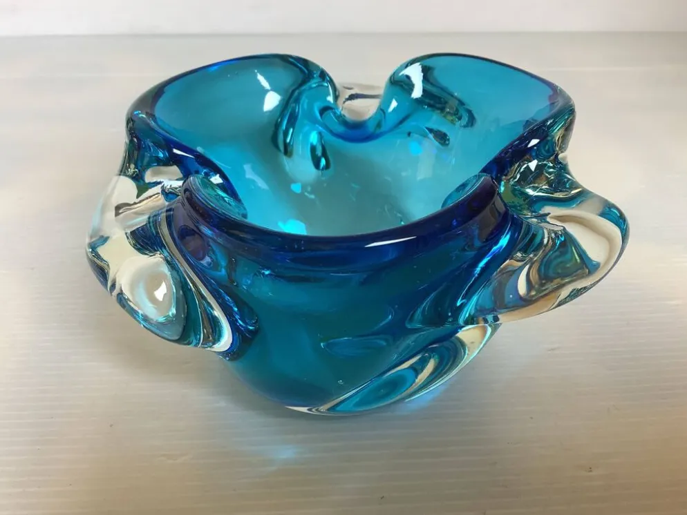 Vide poche cendrier bleu style Murano