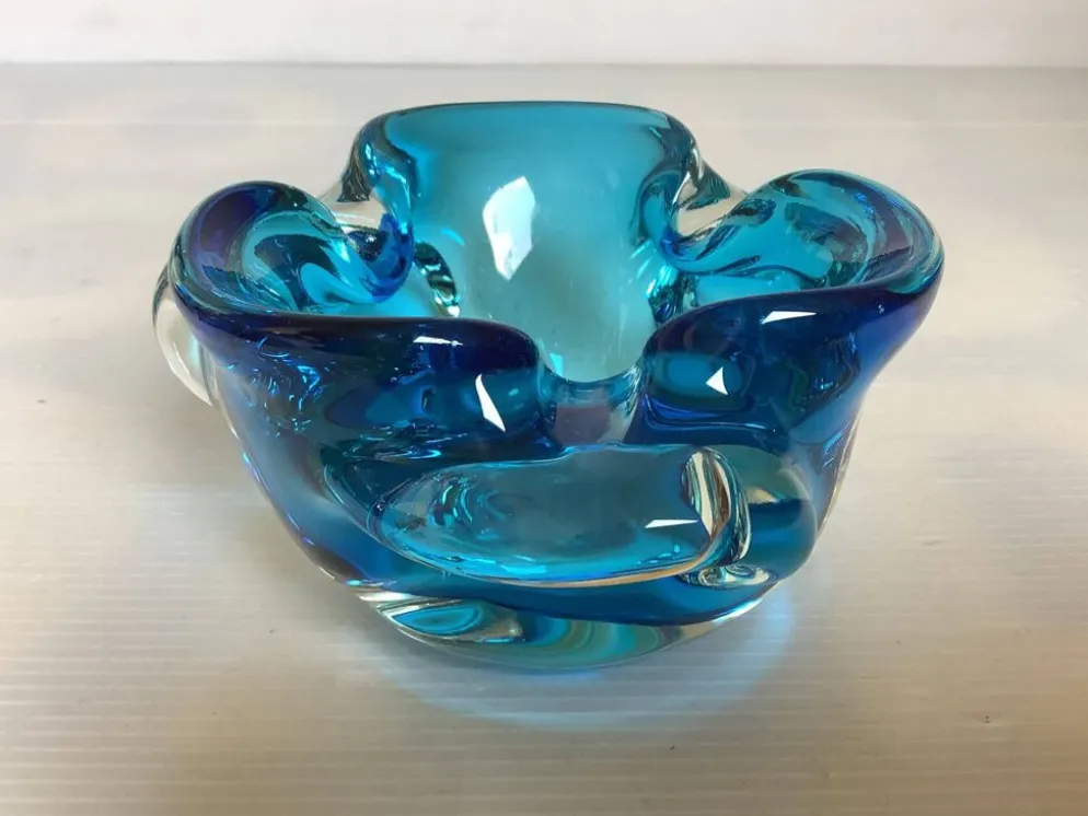 Vide poche cendrier bleu style Murano