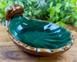 Vide-poche décoratif en céramique forme feuille – vintage