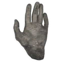 Vide poche en fonte couleur argent moulage d'une main, sculpture années 70