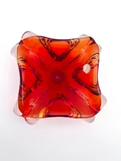 Vide-poche Flavio Poli Seguso Sommerso rouge, années 60