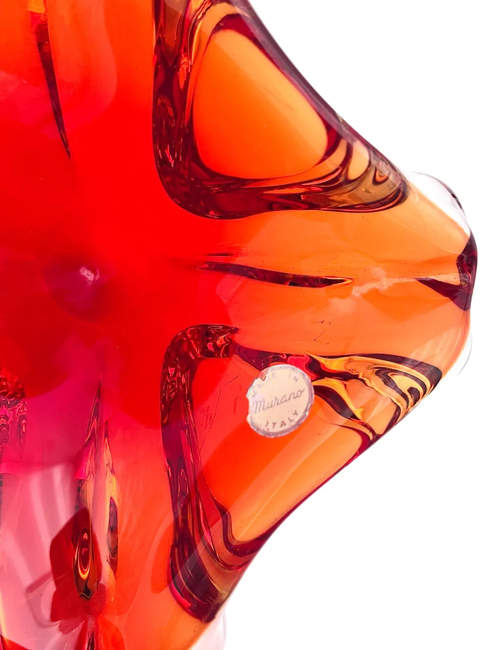 Vide-poche Flavio Poli Seguso Sommerso rouge, années 60