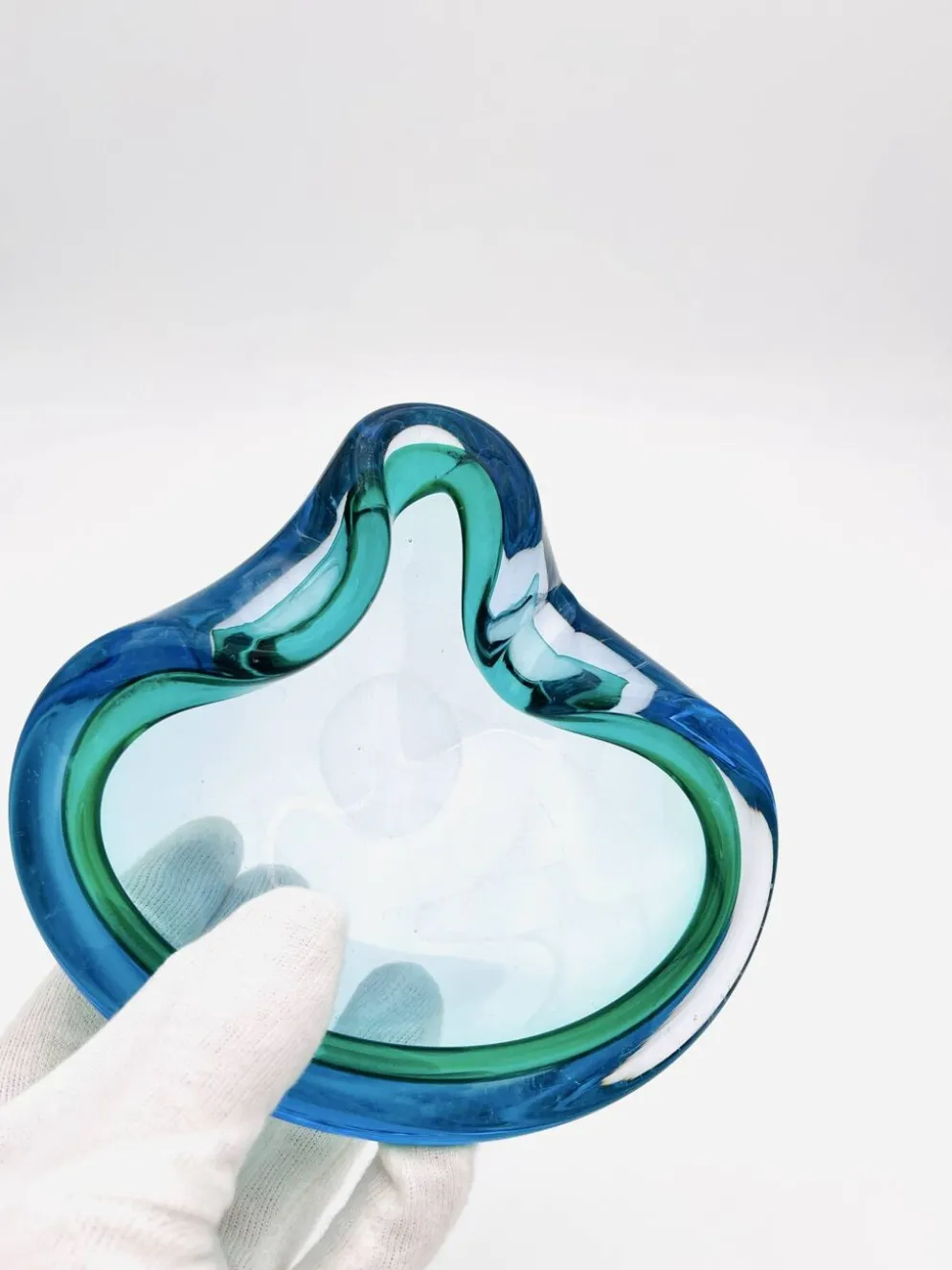 Vide-poche Flavio Poli Seguso Sommerso vert et bleu, années 60