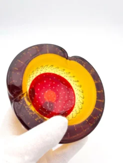 Vide-Poche Galliano Ferro Murano Bullicante Sommerso Rouge Ambre 70s