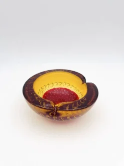 Vide-Poche Galliano Ferro Murano Bullicante Sommerso Rouge Ambre 70s