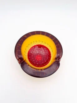 Vide-Poche Galliano Ferro Murano Bullicante Sommerso Rouge Ambre 70s