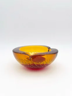 Vide-Poche Galliano Ferro Murano Bullicante Sommerso Rouge Ambre 70s