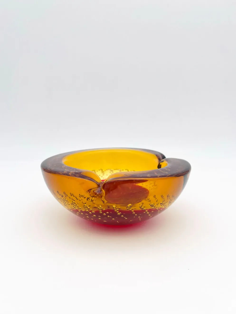 Vide-Poche Galliano Ferro Murano Bullicante Sommerso Rouge Ambre 70s