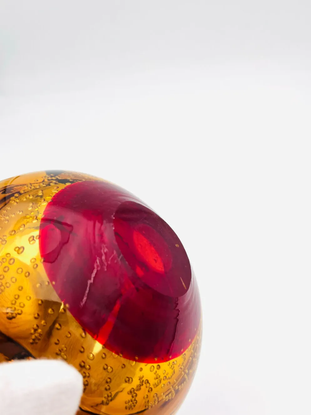 Vide-Poche Galliano Ferro Murano Bullicante Sommerso Rouge Ambre 70s