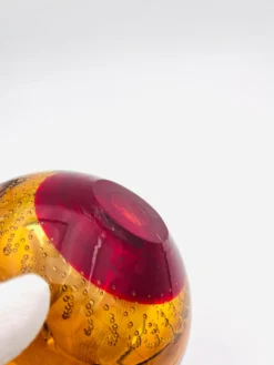 Vide-Poche Galliano Ferro Murano Bullicante Sommerso Rouge Ambre 70s