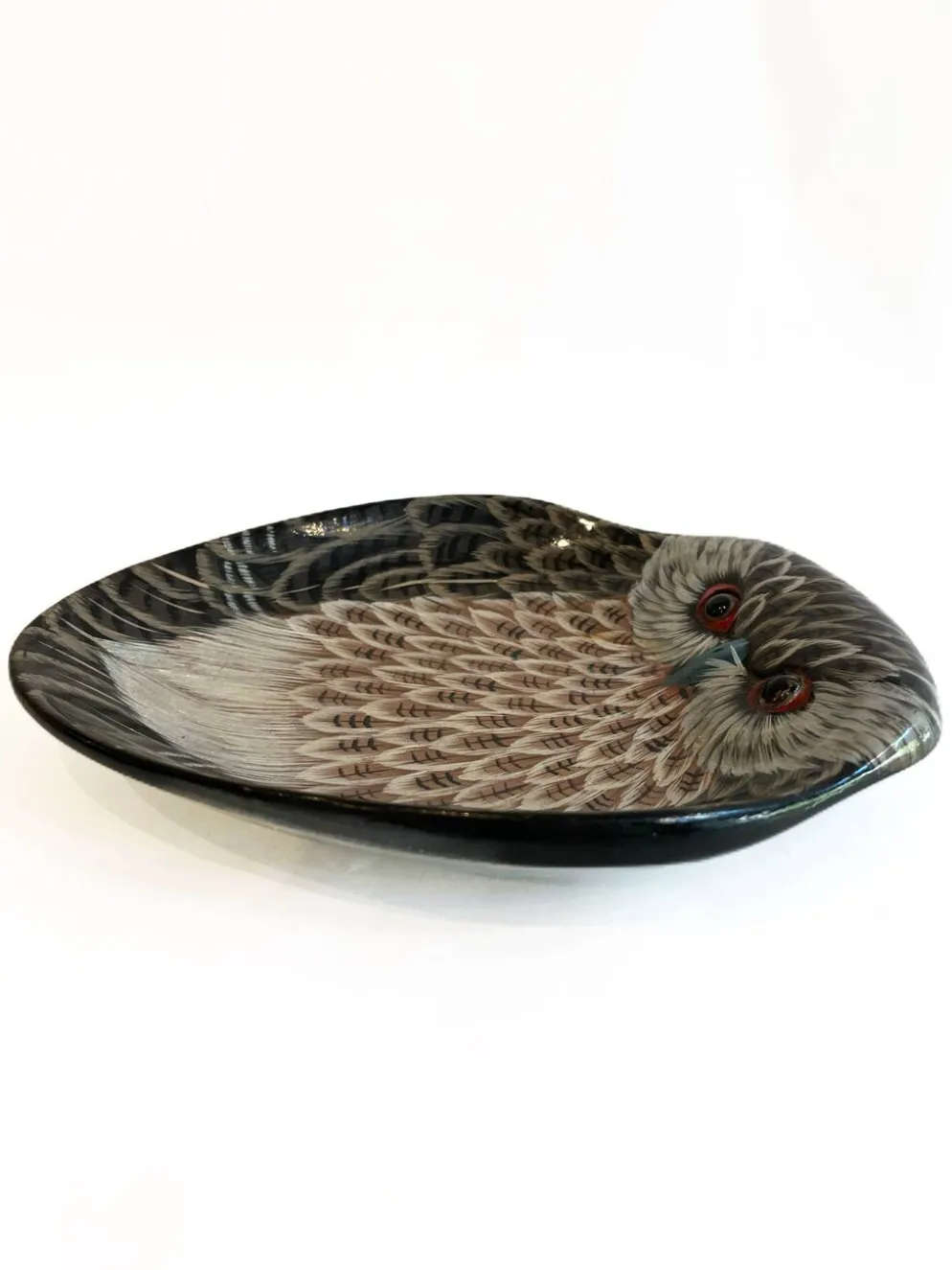 Vide poche hibou vintage peint à la main