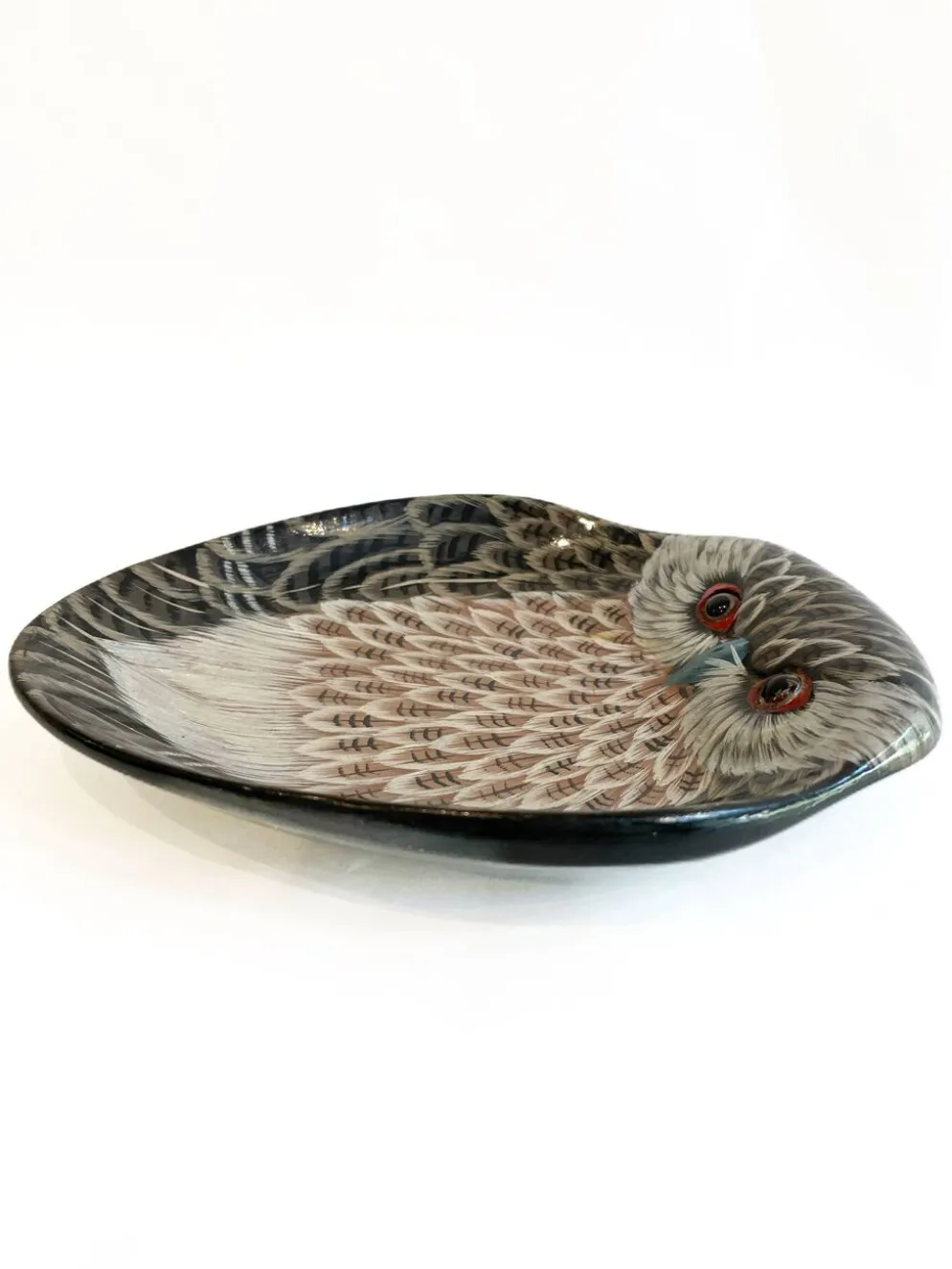 Vide poche hibou vintage peint à la main