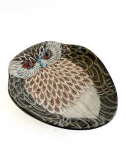 Vide poche hibou vintage peint à la main