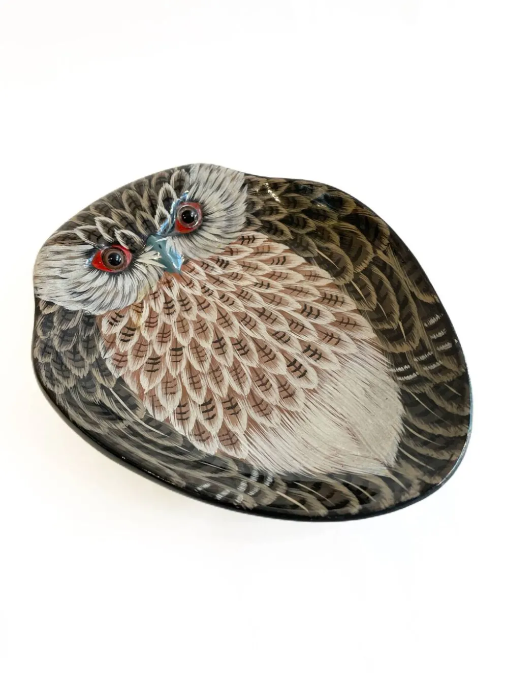 Vide poche hibou vintage peint à la main