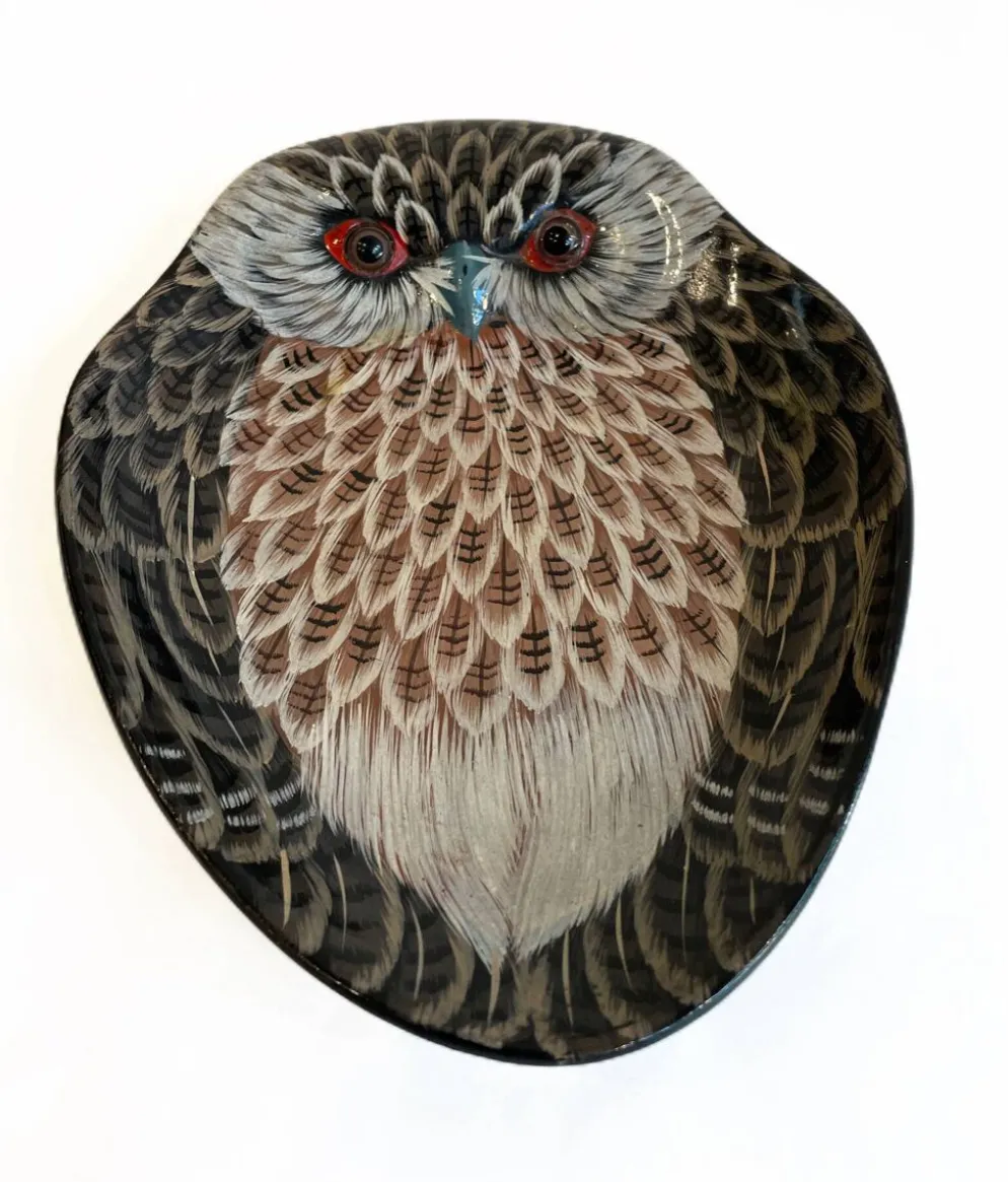 Vide poche hibou vintage peint à la main