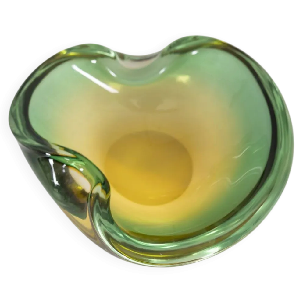 Vide-poche italien en verre de Murano des années 1970 au design immergé.