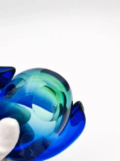 Vide-Poche Murano Flavio Poli Sommerso Bleu Vert Design 50s