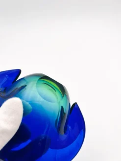 Vide-Poche Murano Flavio Poli Sommerso Bleu Vert Design 50s
