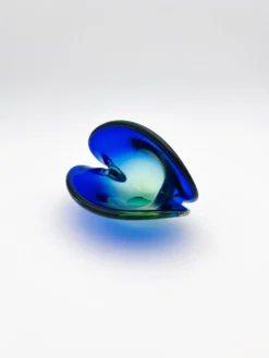 Vide-Poche Murano Flavio Poli Sommerso Bleu Vert Design 50s