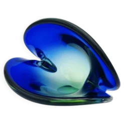 Vide-Poche Murano Flavio Poli Sommerso Bleu Vert Design 50s