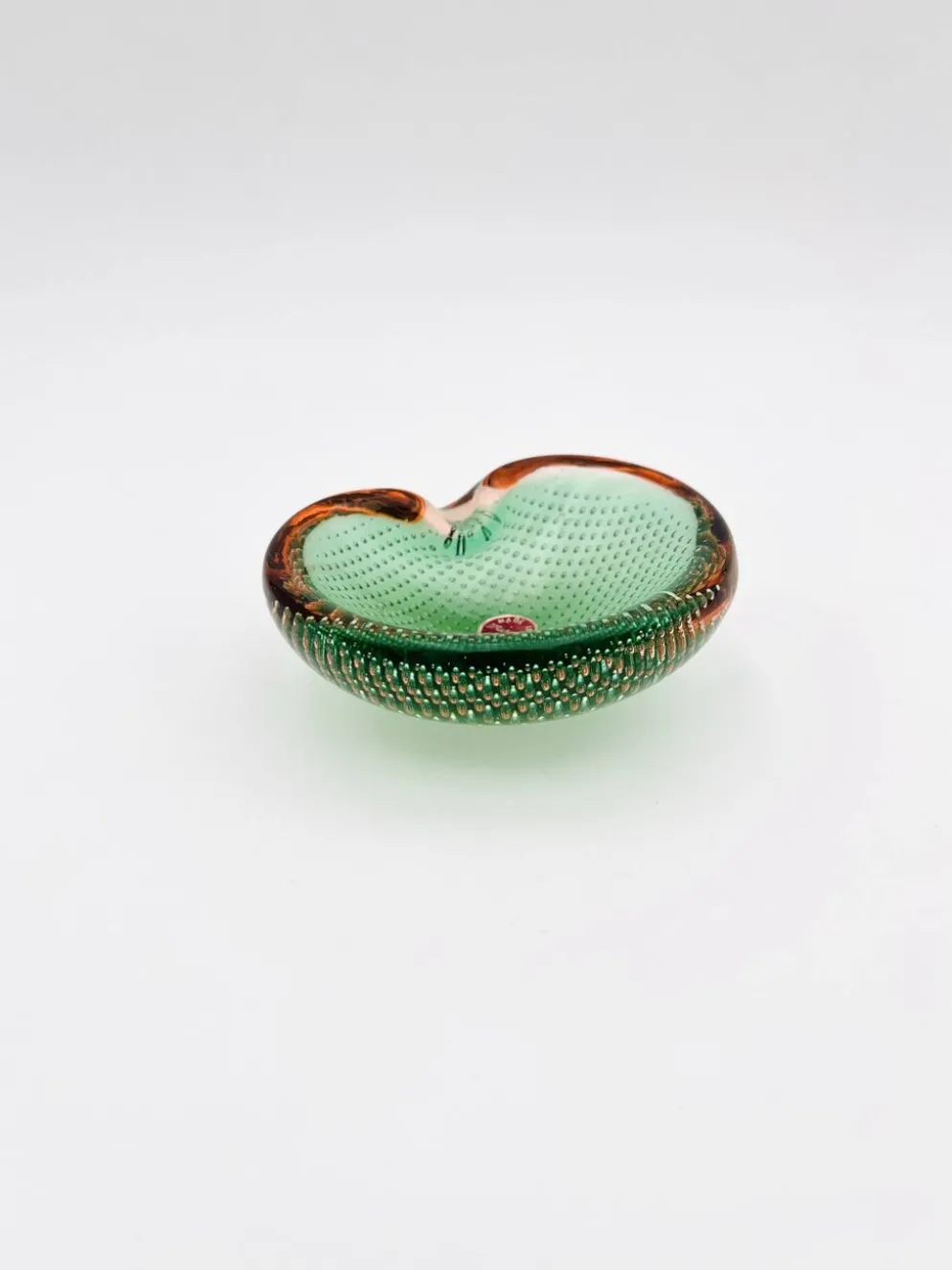 Vide-Poche Murano Sommerso Bullicante vert et rose, 60s