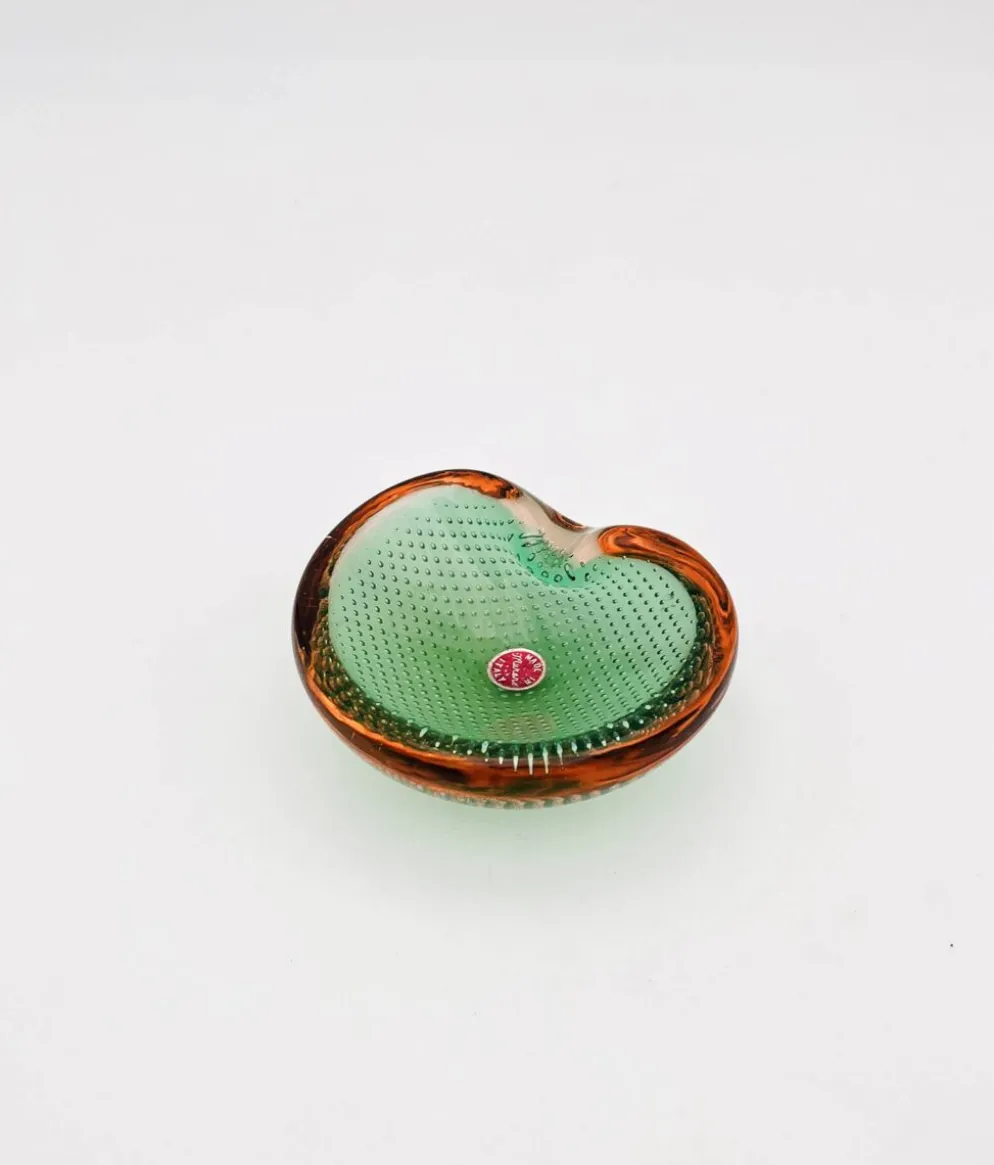 Vide-Poche Murano Sommerso Bullicante vert et rose, 60s